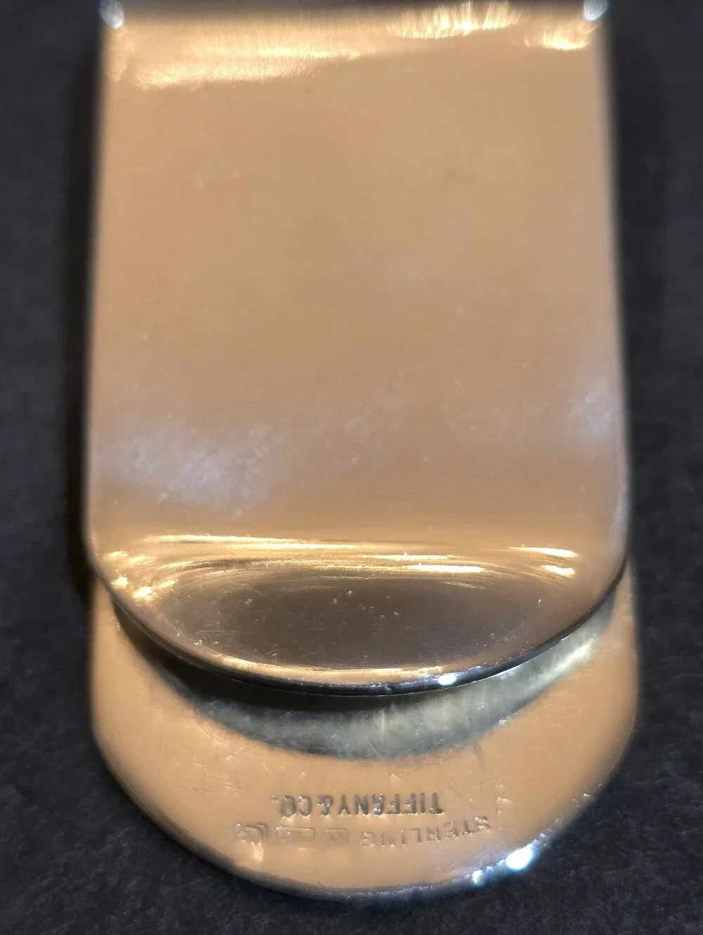Tiffany & Co. Silver Engraved NK Money Clip Stripped Paterm with Blue Pouch